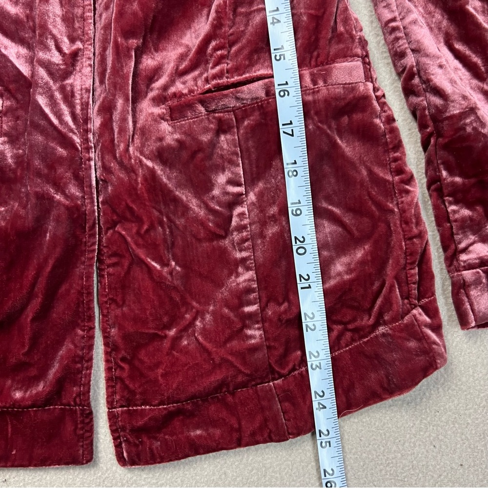 By Anthropologie Blazer Womens XXS Raspberry Velvet Tulip-Back Open Front NWT - Picture 3 of 9
